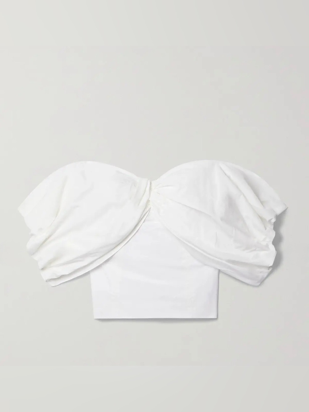 Rosie Assoulin White Off-Shoulder Puff-Sleeve Crop Top
